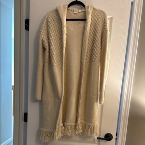 Gap Cream Hooded Sweater with Fringe